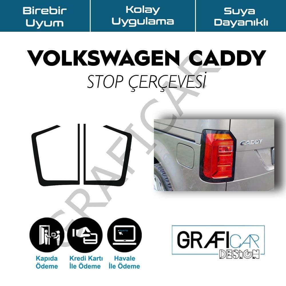 Volkswagen Caddy Stop Çerçeve Sticker PARLAK SİYAH