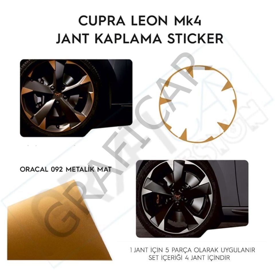 Cupra Leon MK4 Jant Kaplama Sticker Set MAT SİYAH