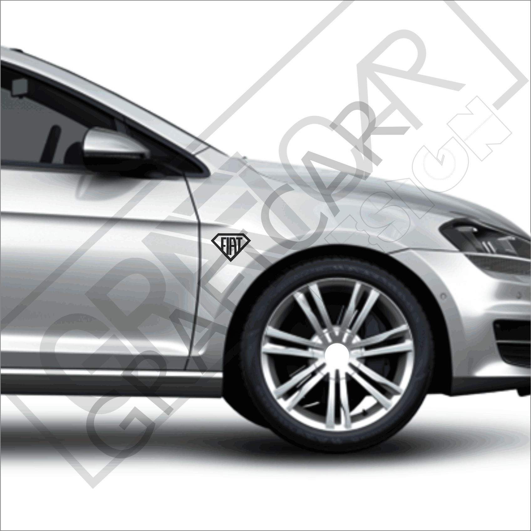 Fiat Diamond Sticker 2'li Paket/ 6cm x 9cm PARLAK SİYAH