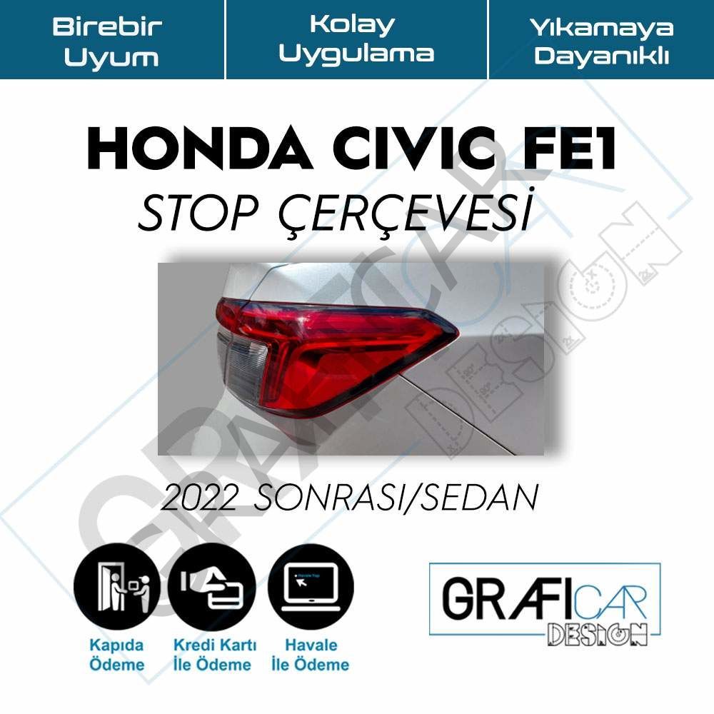 Honda Civic FE1 Stop Çerçeve Sticker MAT SİYAH