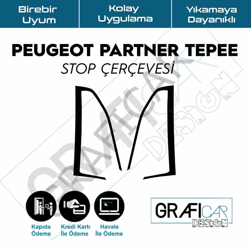 Peugeot Partner Tepee Stop Çerçeve Sticker MAT SİYAH