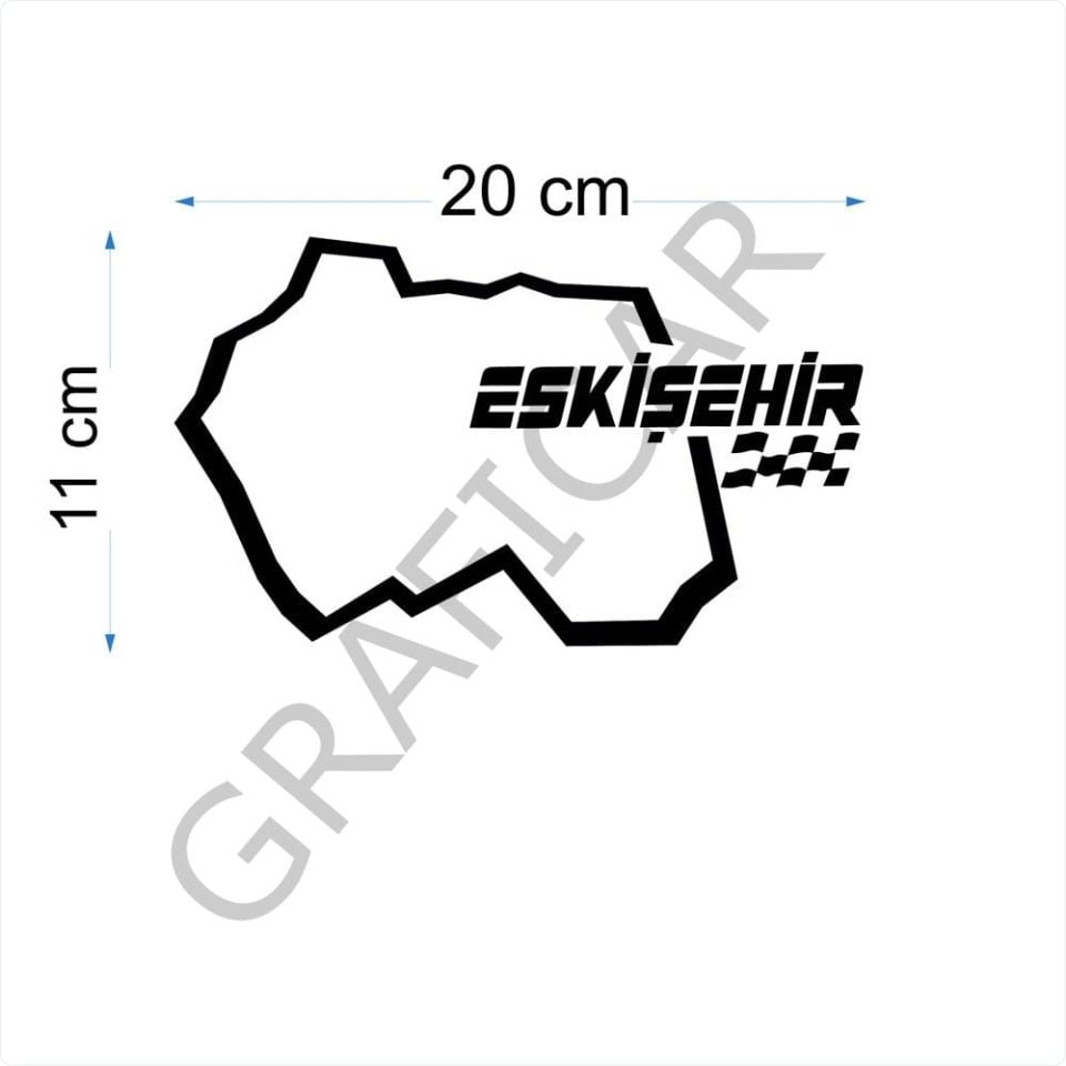 Harita Yarış Pisti Görünüm Sticker/Erzurum-Eskişehir-Gaziantep-Giresun PARLAK BEYAZ - GAZİANTEP