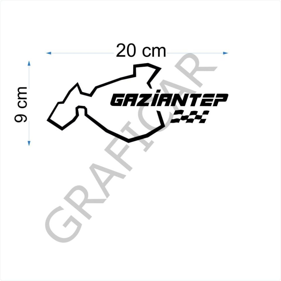 Harita Yarış Pisti Görünüm Sticker/Erzurum-Eskişehir-Gaziantep-Giresun PARLAK BEYAZ - GAZİANTEP