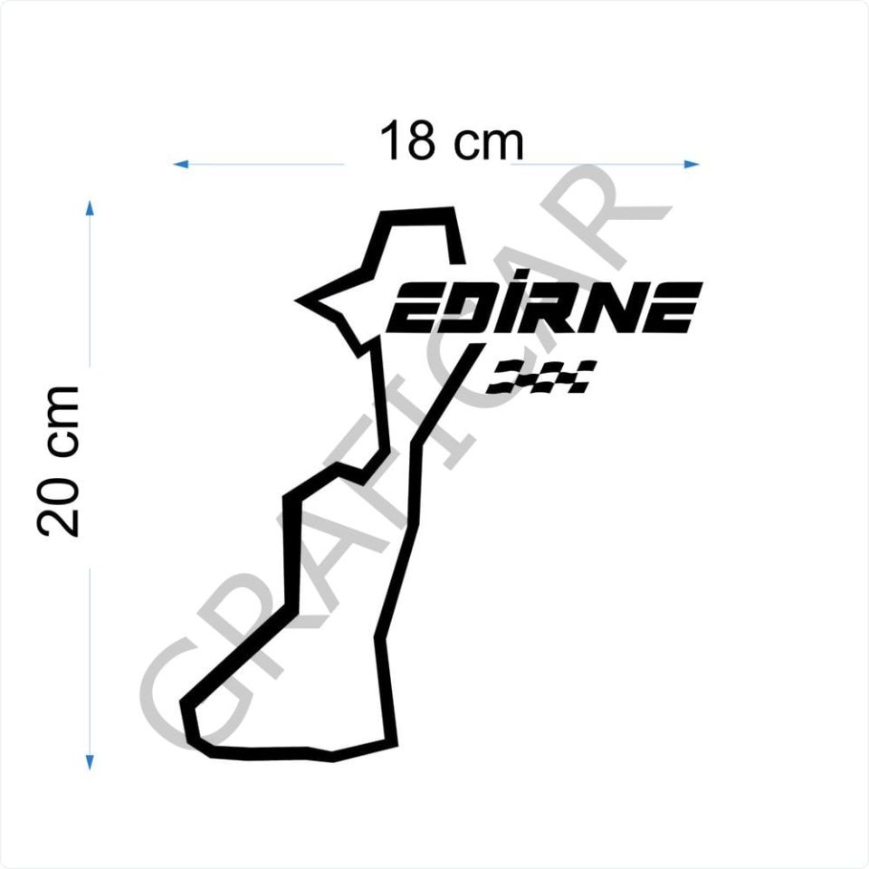 Harita Yarış Pisti Görünüm Sticker/Erzincan-Diyarbakır-Edirne-Elazığ PARLAK SİYAH - DİYARBAKIR