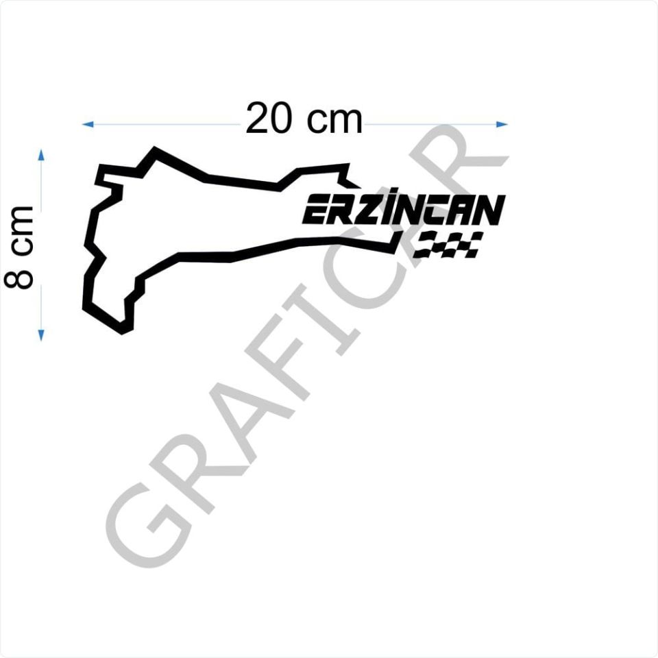 Harita Yarış Pisti Görünüm Sticker/Erzincan-Diyarbakır-Edirne-Elazığ PARLAK SİYAH - DİYARBAKIR