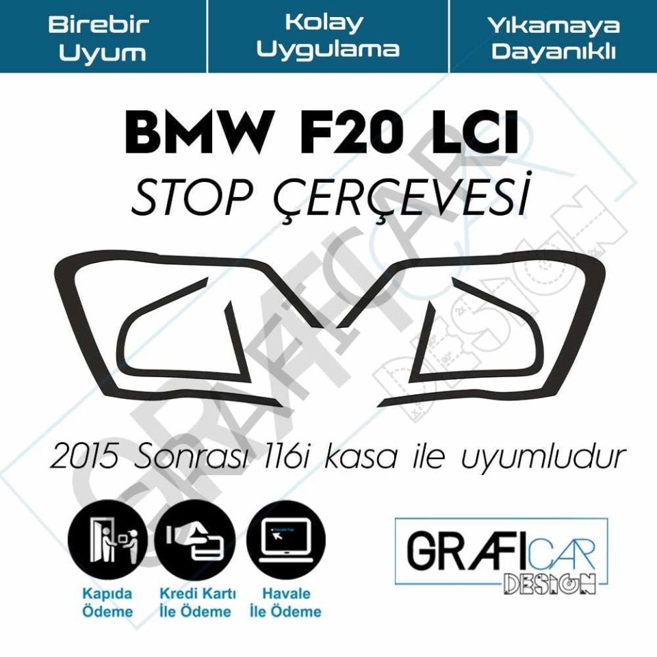BMW F20 Stop Çerçeve Sticker MAT SİYAH - MAKYAJSIZ KASA