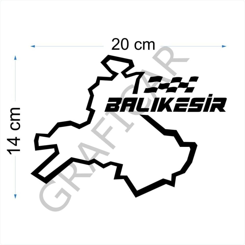 Harita Yarış Pisti Görünüm Sticker/Balıkesir-Bilecik-Bingöl-Aydın PARLAK SİYAH - AYDIN