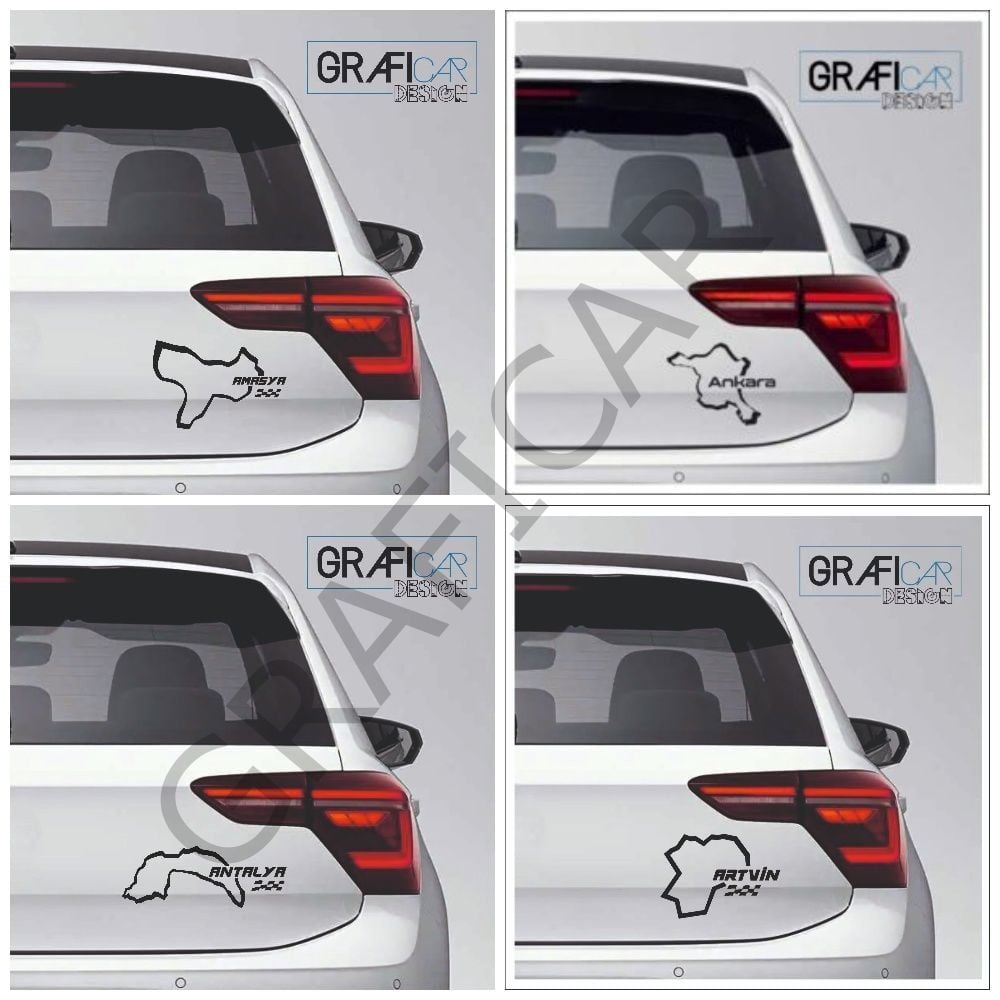 Harita Yarış Pisti Görünüm Sticker/Amasya-Ankara-Antalya-Artvin PARLAK BEYAZ - ANTALYA