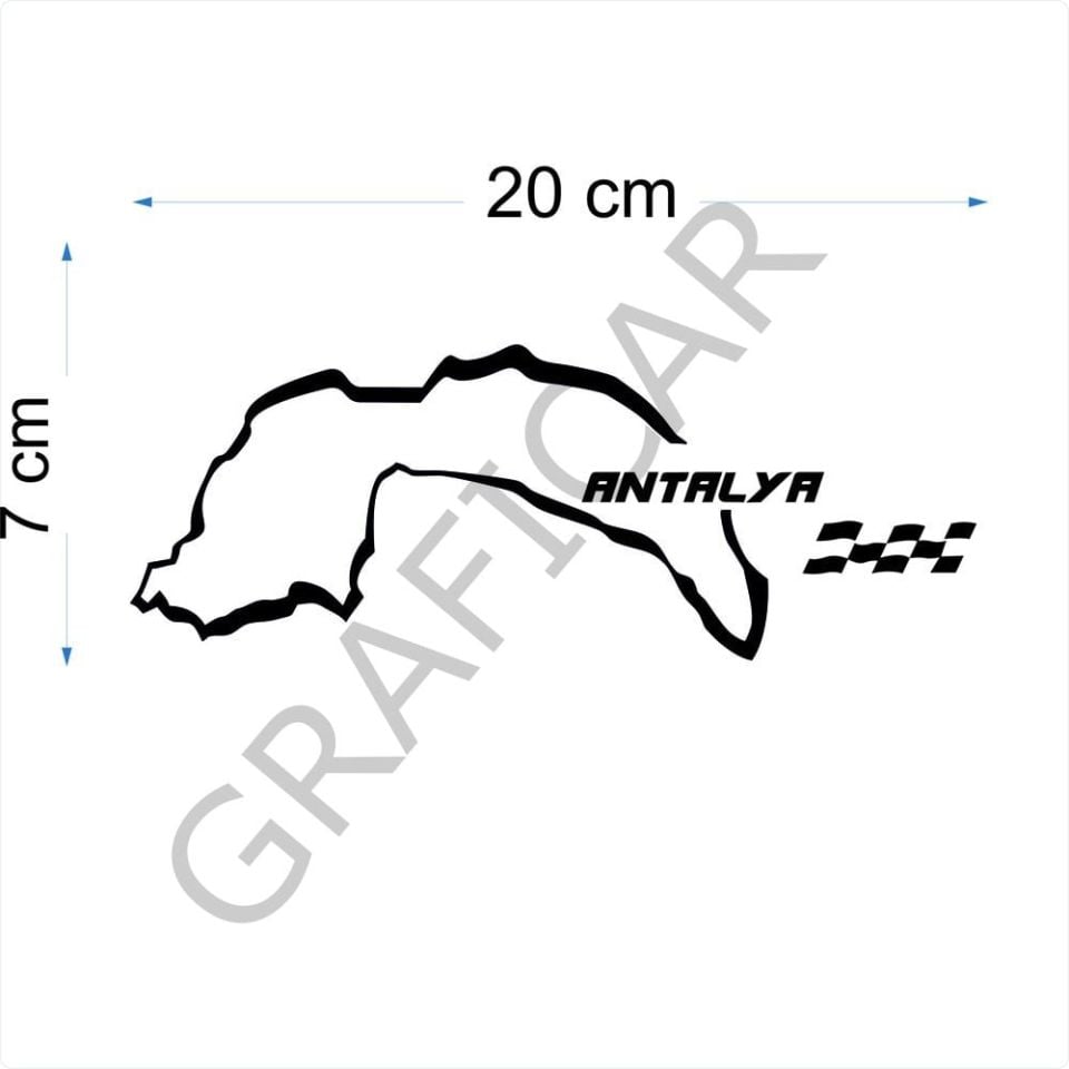 Harita Yarış Pisti Görünüm Sticker/Amasya-Ankara-Antalya-Artvin PARLAK BEYAZ - ANTALYA