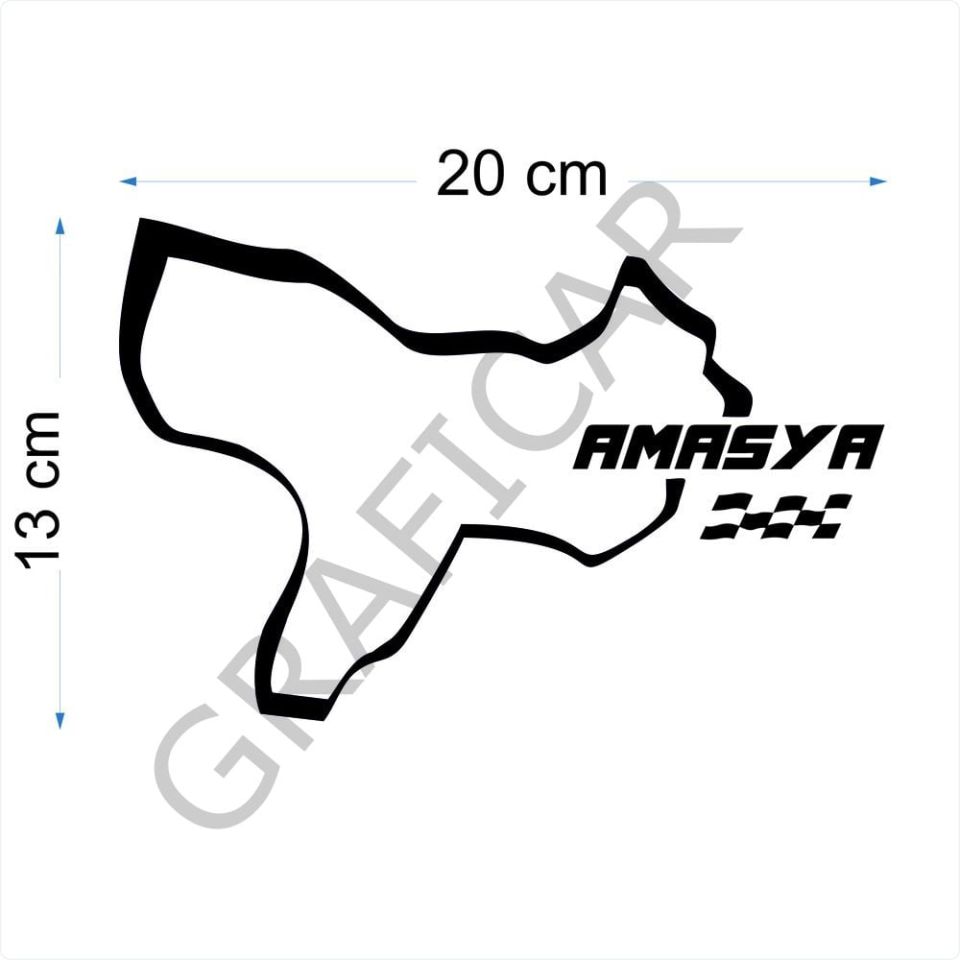 Harita Yarış Pisti Görünüm Sticker/Amasya-Ankara-Antalya-Artvin PARLAK SİYAH - ARTVİN