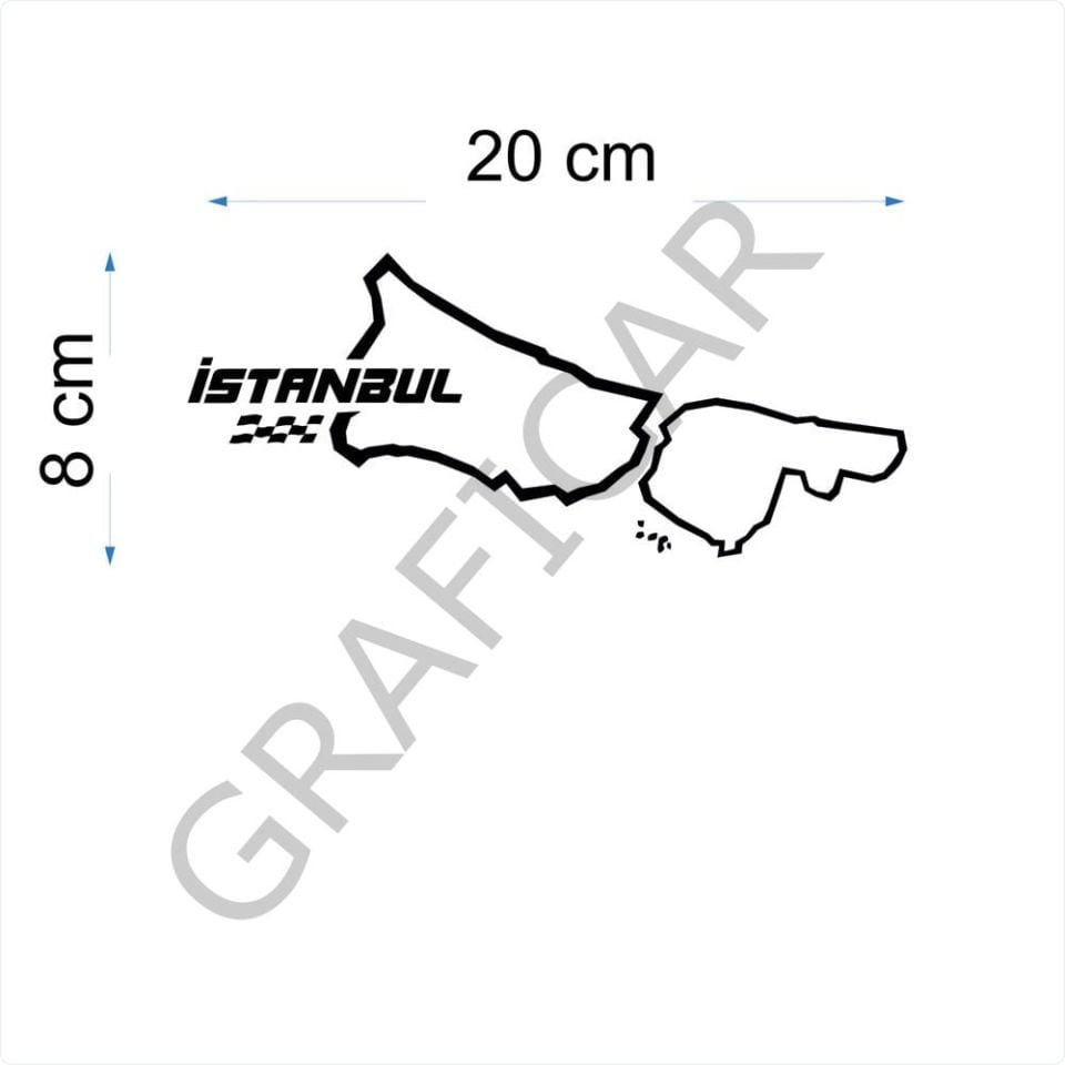 Harita Yarış Pisti Görünüm Sticker/İstanbul-İzmir-Kars-Mersin PARLAK SİYAH - İZMİR