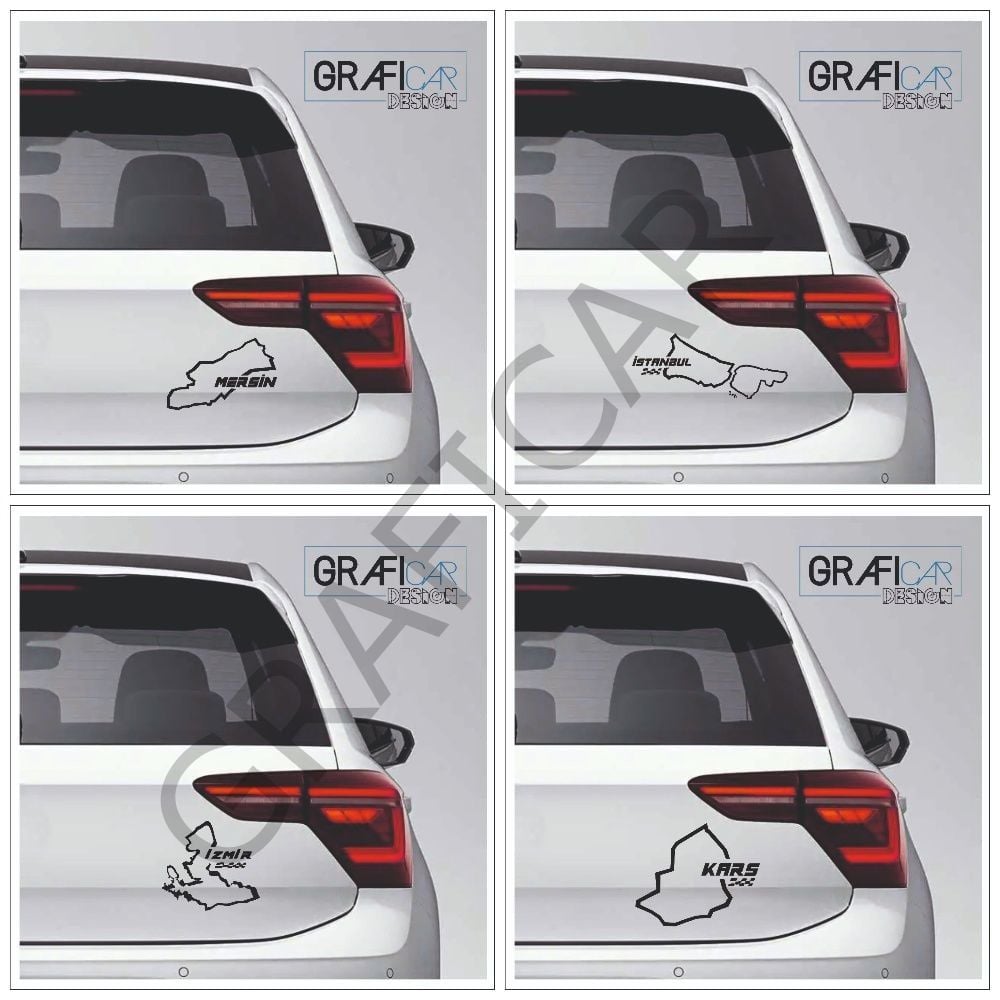Map Race Track View Sticker - Pack of 2 / Between 33-36 BRIGHT BLACK - KARS