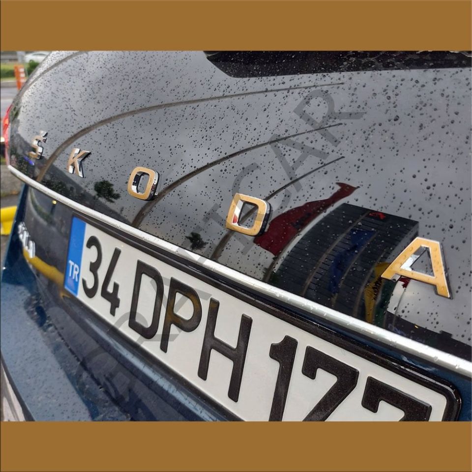 Skoda Scala Emblem Sticker Set MATT CARBON RED