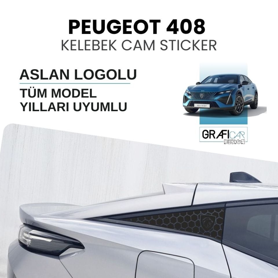 Peugeot 408 Uyumlu Kelebek Cam Sticker