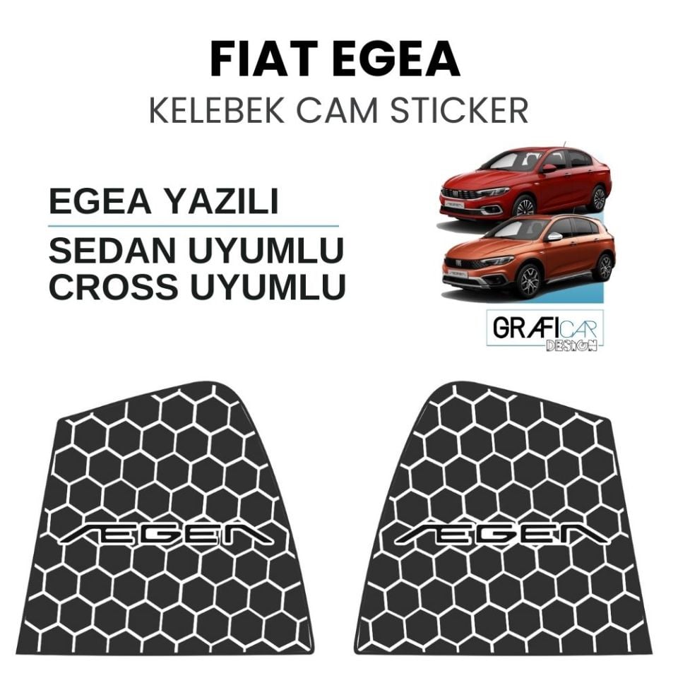 Fiat Egea Kelebek Cam Sticker EGEA YAZILI