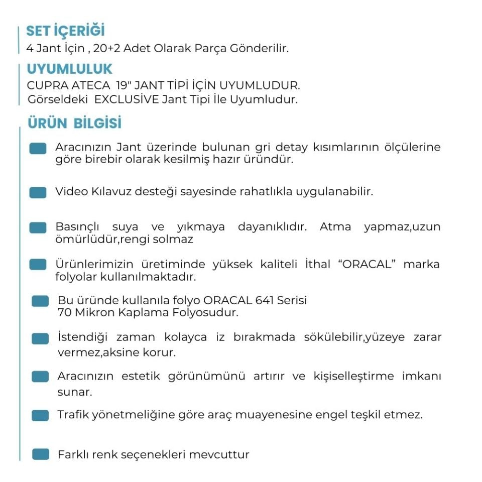Cupra Ateca Jant Kaplama Sticker Set