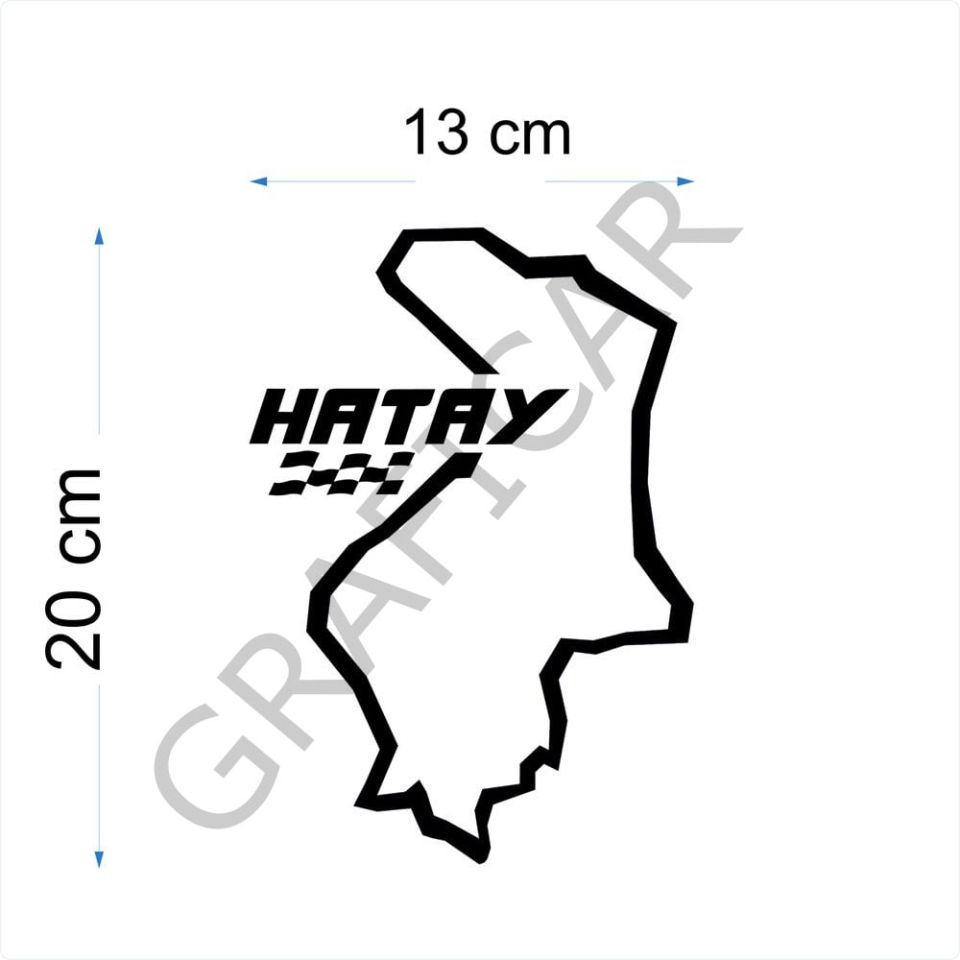 Harita Yarış Pisti Görünüm Sticker/Gümüşhane-Hakkari-Hatay-Isparta PARLAK SİYAH - HAKKARİ
