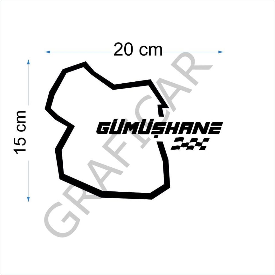 Harita Yarış Pisti Görünüm Sticker/Gümüşhane-Hakkari-Hatay-Isparta PARLAK SİYAH - HATAY