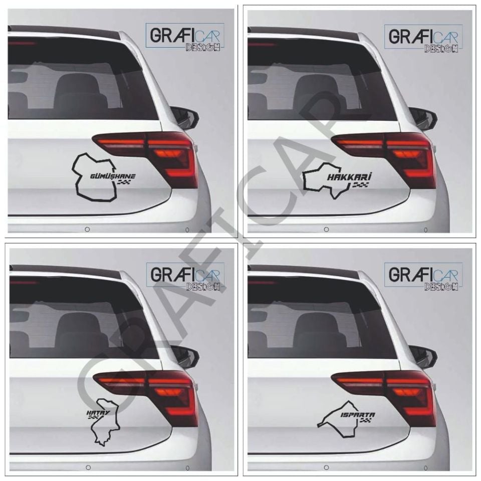 Harita Yarış Pisti Görünüm Sticker/Gümüşhane-Hakkari-Hatay-Isparta PARLAK BEYAZ - HATAY