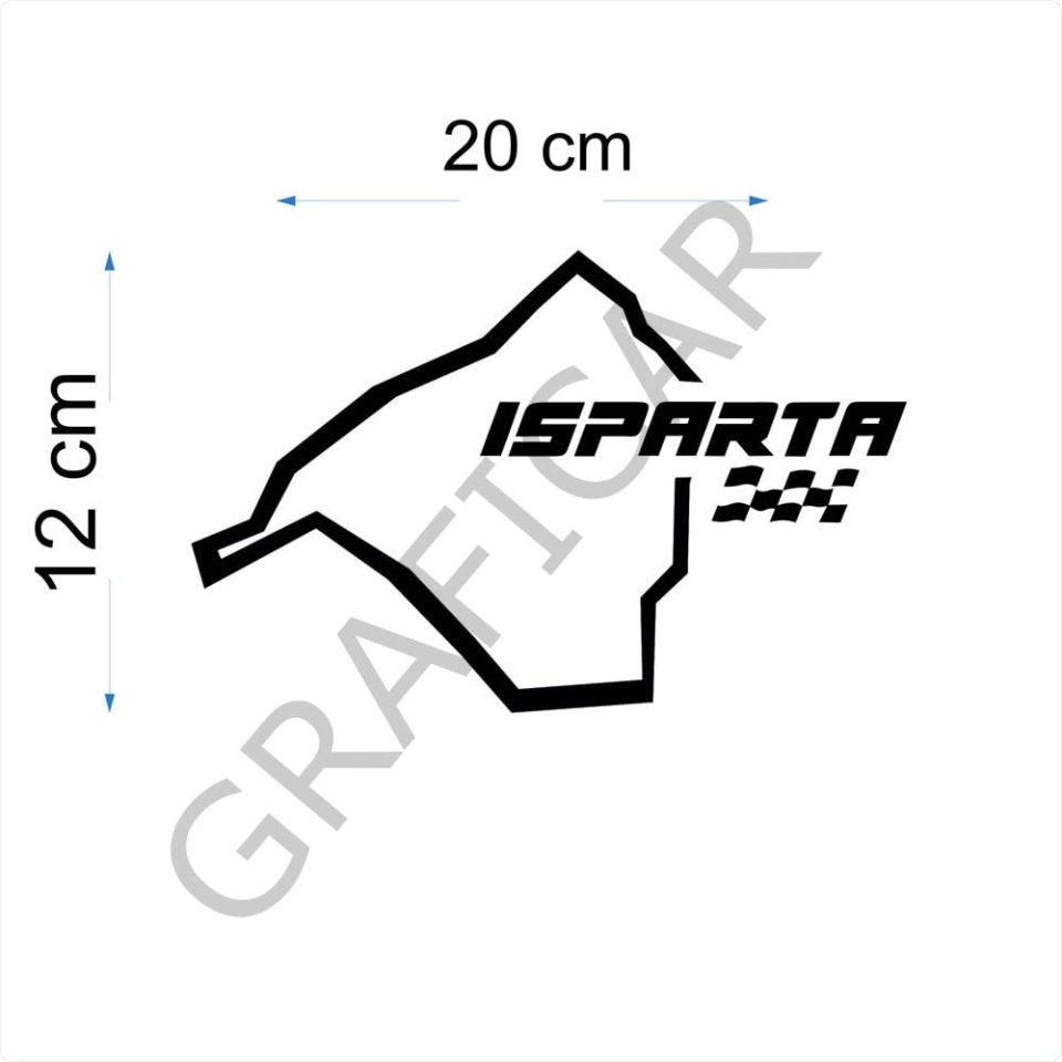 Harita Yarış Pisti Görünüm Sticker/Gümüşhane-Hakkari-Hatay-Isparta PARLAK SİYAH - ISPARTA