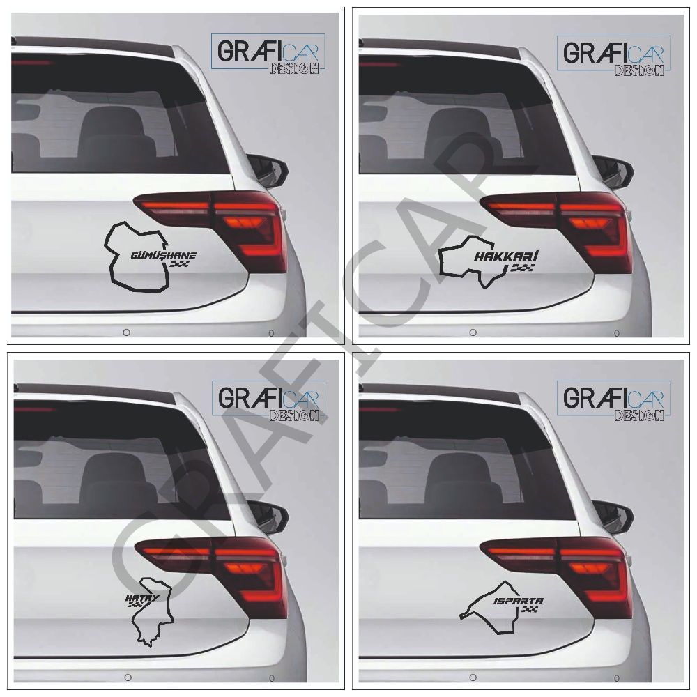 Harita Yarış Pisti Görünüm Sticker/Gümüşhane-Hakkari-Hatay-Isparta PARLAK BEYAZ - ISPARTA