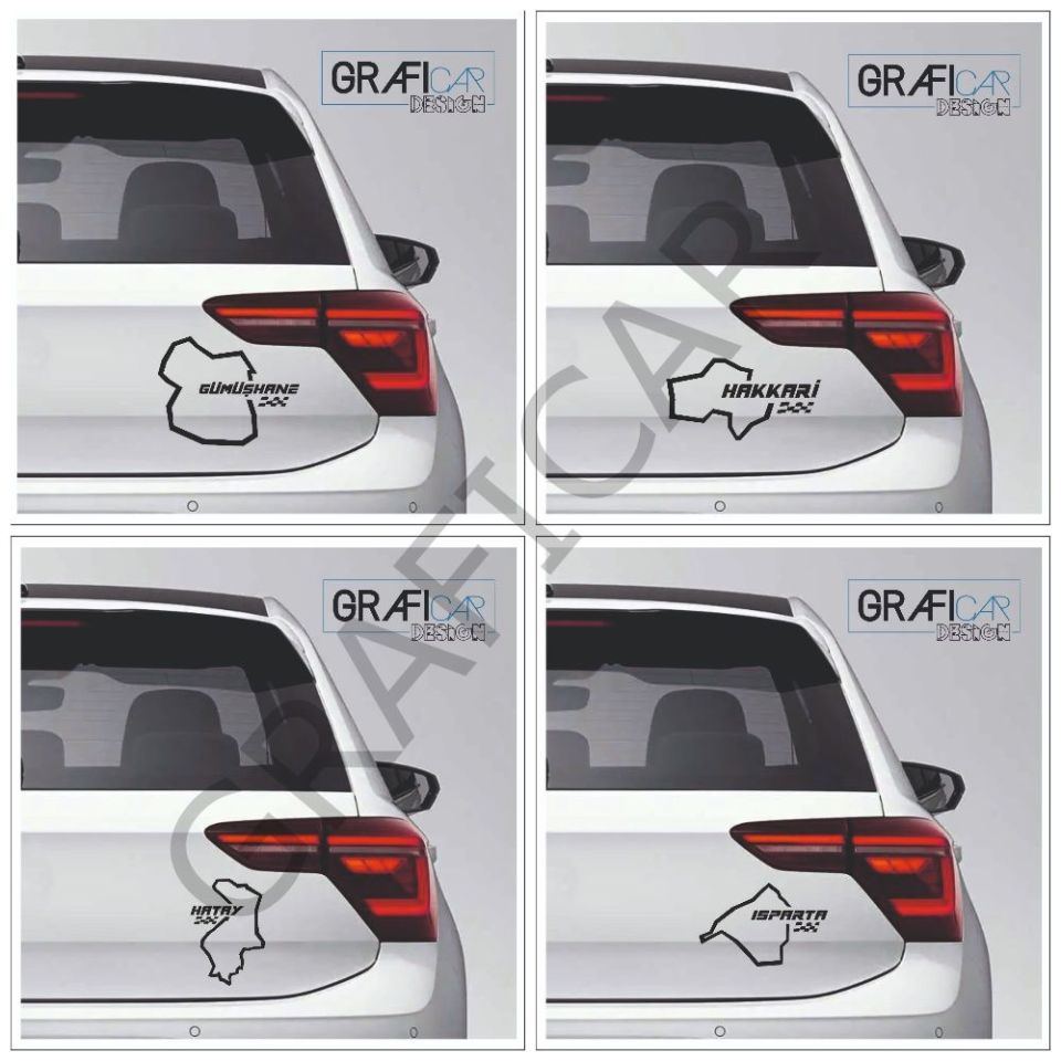 Harita Yarış Pisti Görünüm Sticker/Gümüşhane-Hakkari-Hatay-Isparta PARLAK BEYAZ - ISPARTA