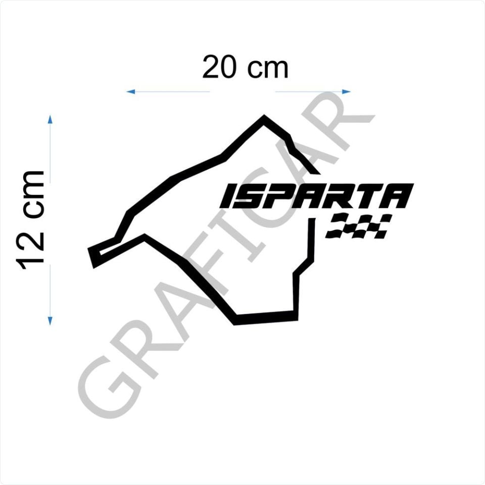 Harita Yarış Pisti Görünüm Sticker/Gümüşhane-Hakkari-Hatay-Isparta PARLAK BEYAZ - ISPARTA