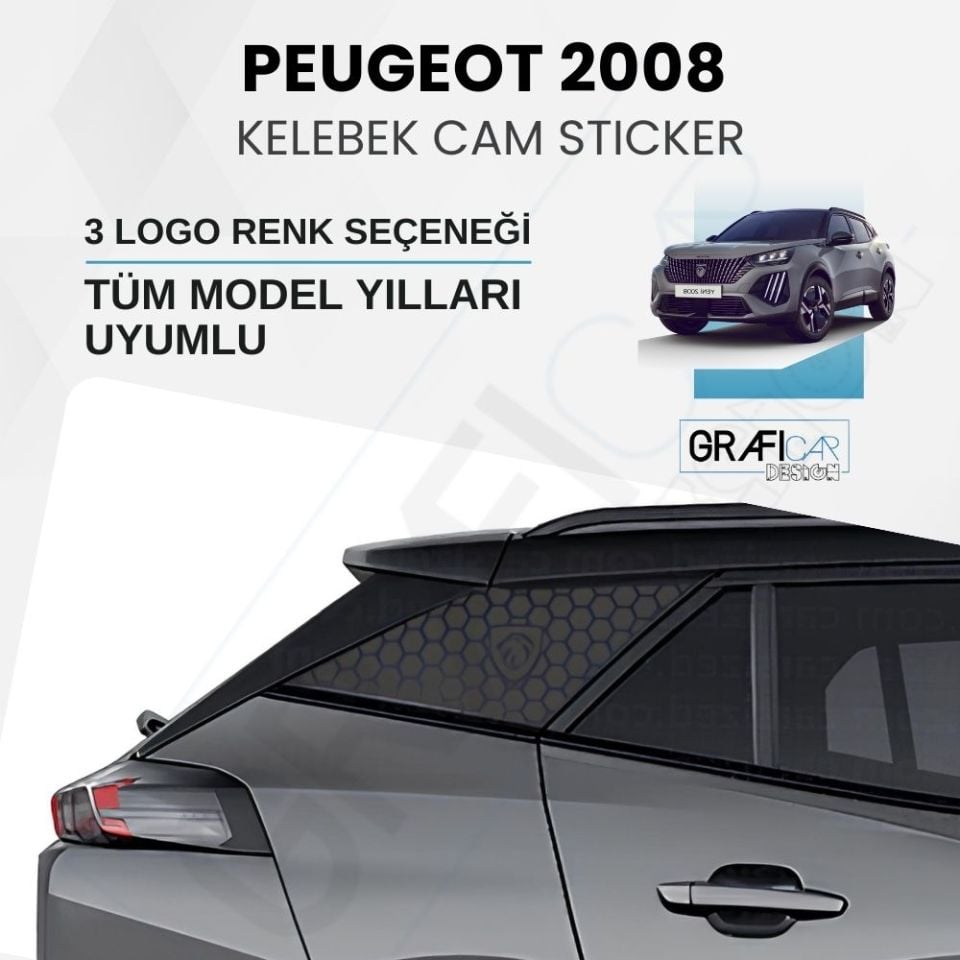 Peugeot 2008 Uyumlu Kelebek Cam Sticker
