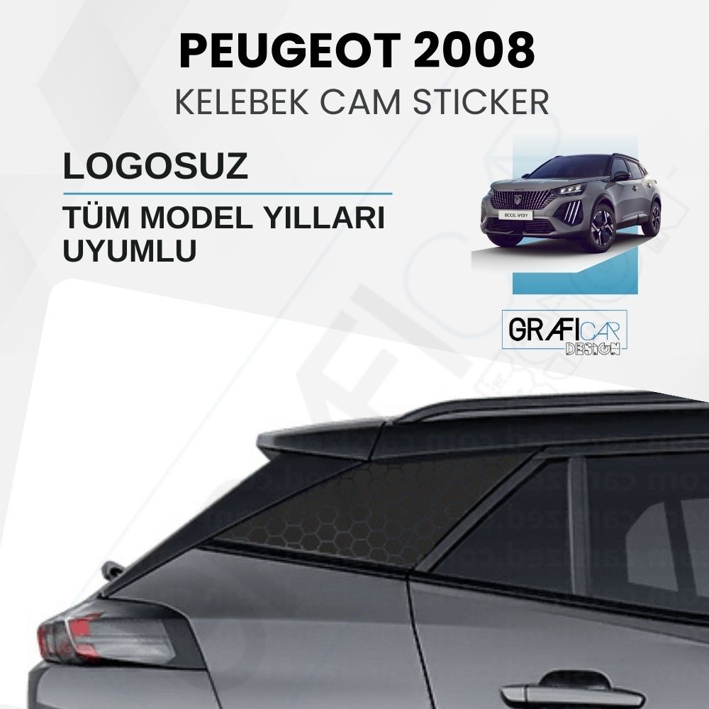 Peugeot 2008 Uyumlu Kelebek Cam Sticker LOGOSUZ/YAZISIZ