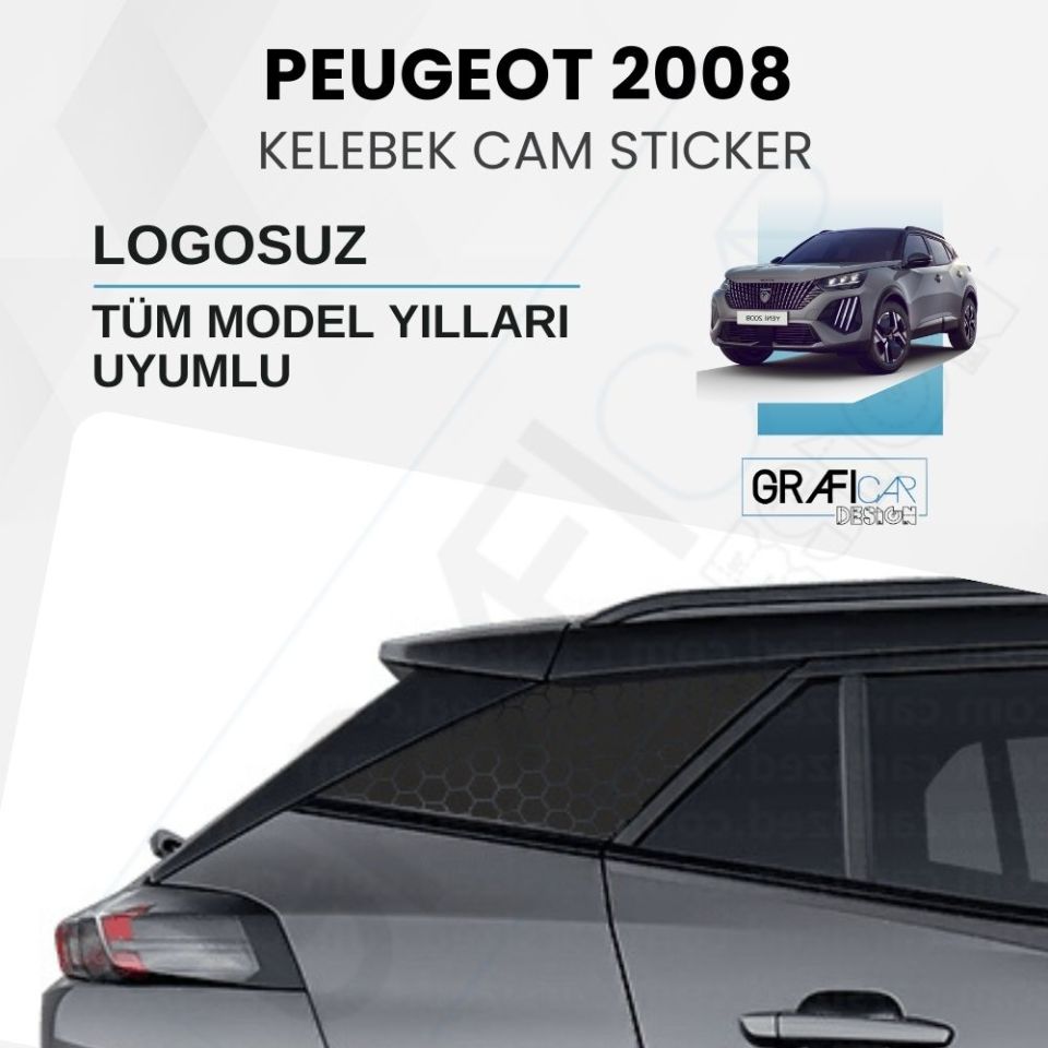 Peugeot 2008 Uyumlu Kelebek Cam Sticker LOGOSUZ/YAZISIZ