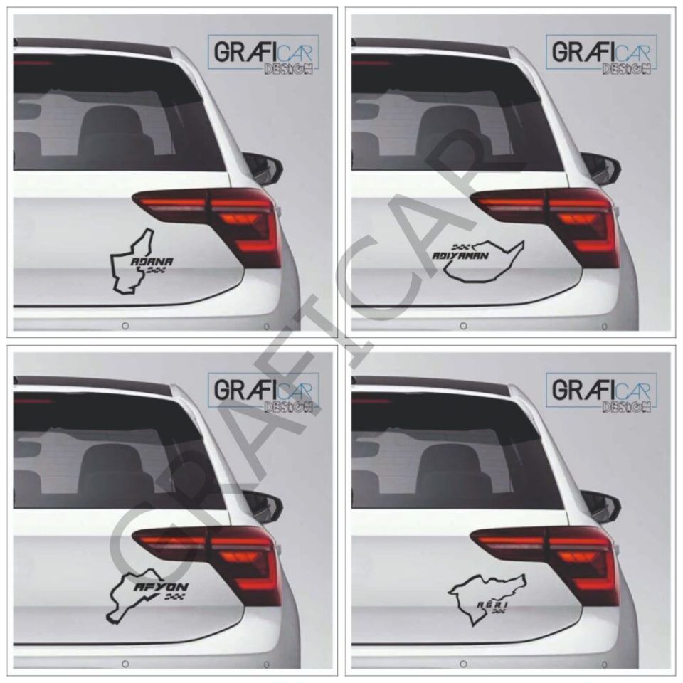 Harita Yarış Pisti Görünüm Sticker/Adana-Adıyaman-Afyon-Ağrı PARLAK SİYAH - AFYON