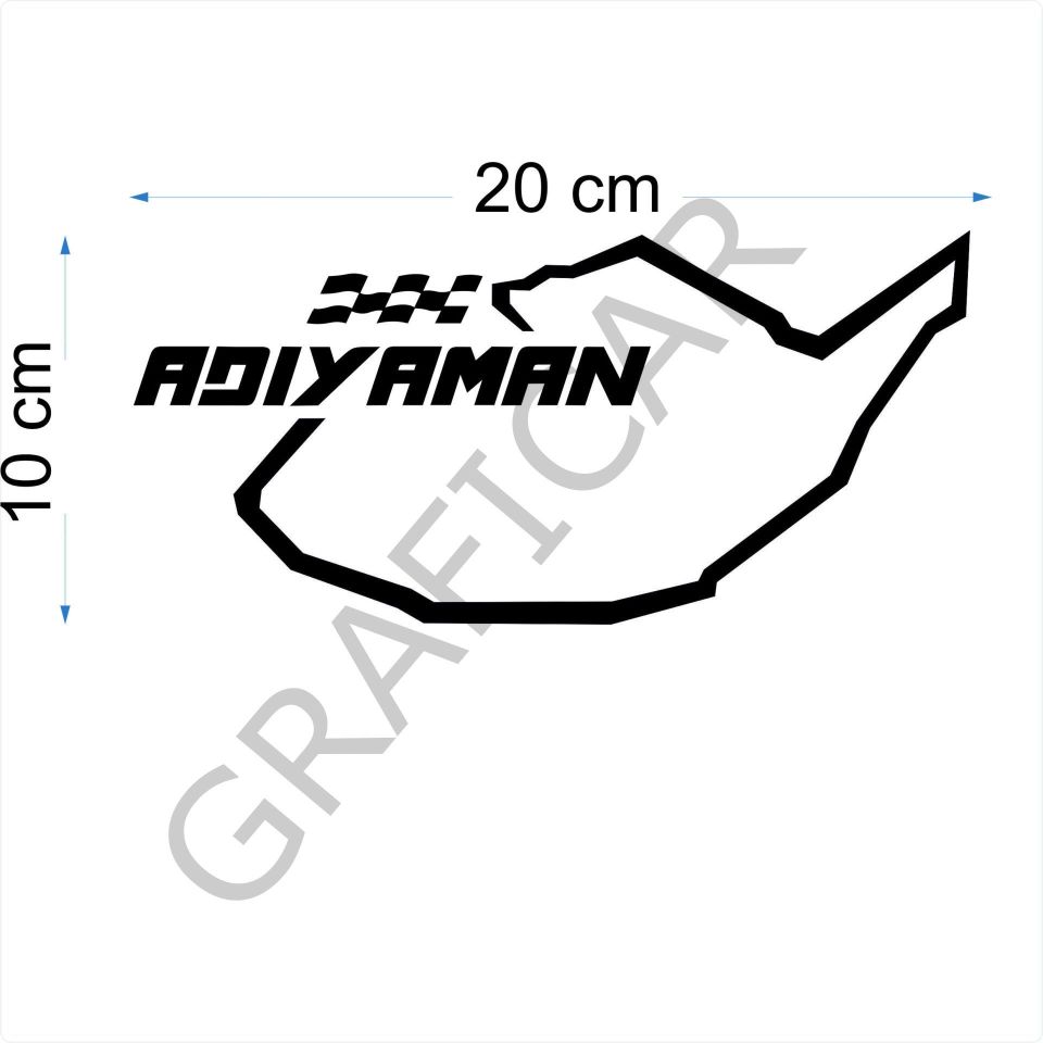 Harita Yarış Pisti Görünüm Sticker/Adana-Adıyaman-Afyon-Ağrı PARLAK SİYAH - AFYON