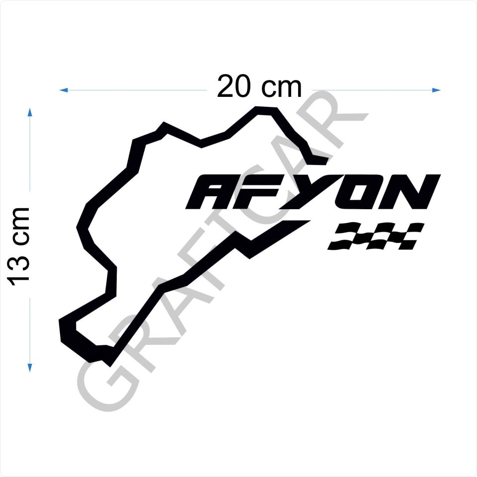 Harita Yarış Pisti Görünüm Sticker/Adana-Adıyaman-Afyon-Ağrı PARLAK BEYAZ - AFYON