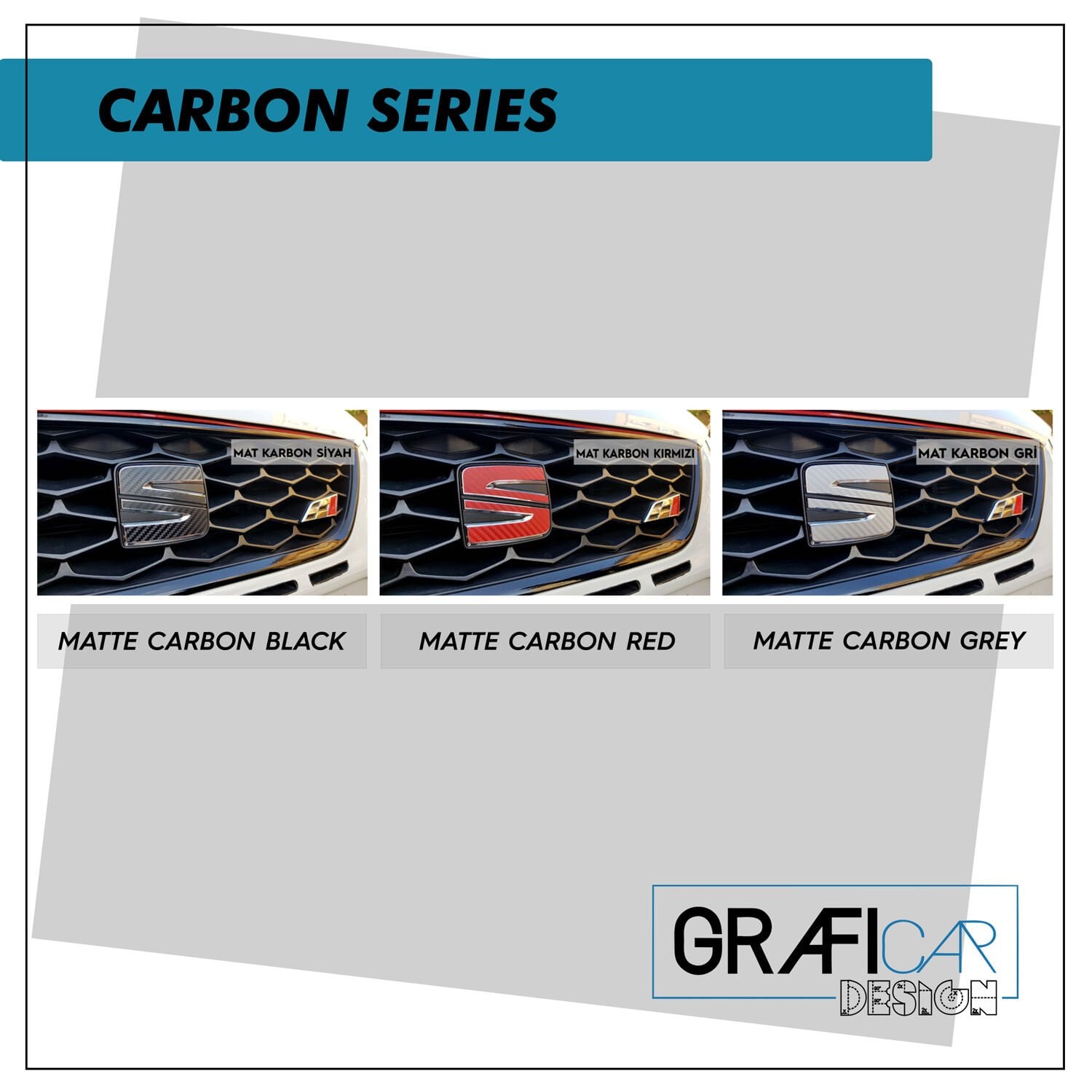 Hyundai i20 Amblem Sticker Set MAT KARBON GRİ