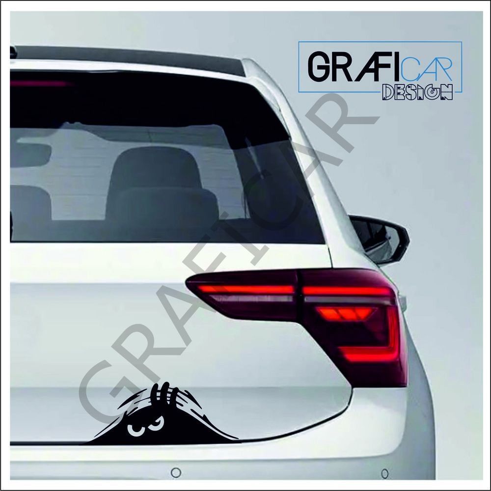 Arkadan Bakan Hayalet Sticker / 20.5cm x 7.5cm PARLAK SİYAH