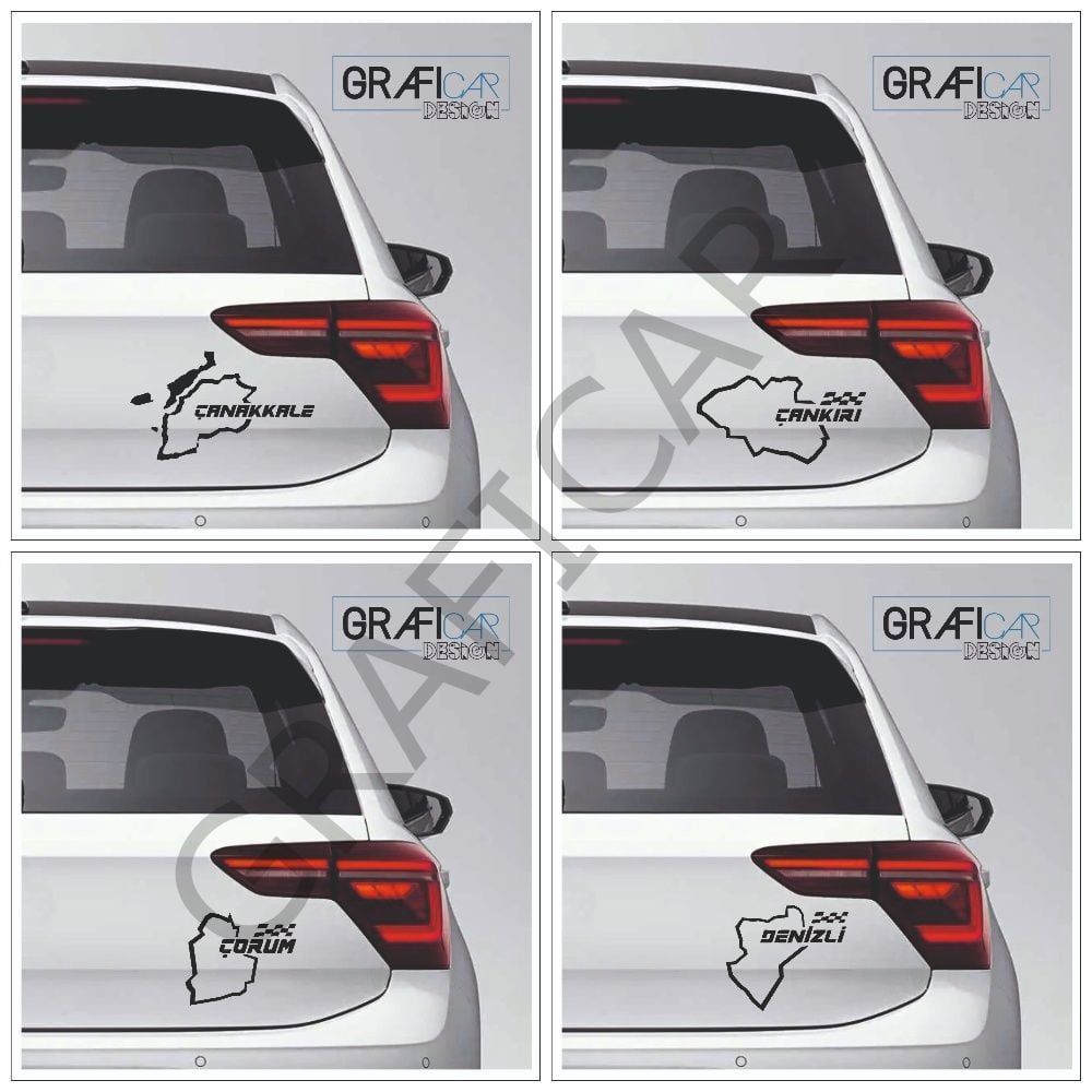 Harita Yarış Pisti Görünüm Sticker/Çanakkale-Çankırı-Çorum-Denizli PARLAK BEYAZ - ÇANKIRI