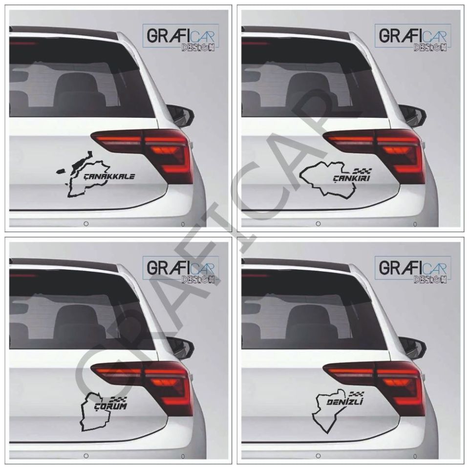 Harita Yarış Pisti Görünüm Sticker/Çanakkale-Çankırı-Çorum-Denizli PARLAK BEYAZ - ÇANKIRI