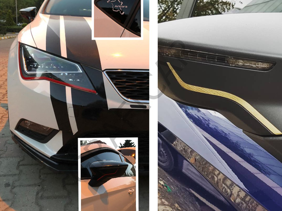 Seat İbiza MK5 Far Ayna Sticker PARLAK NARDO GRİ