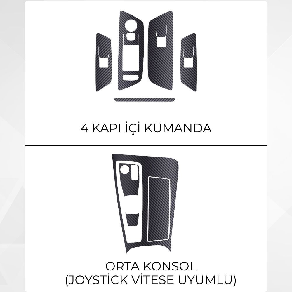 Peugeot 508 II Uyumlu İç Trim Kaplama Set MAT KARBON SİYAH - TÜM SET
