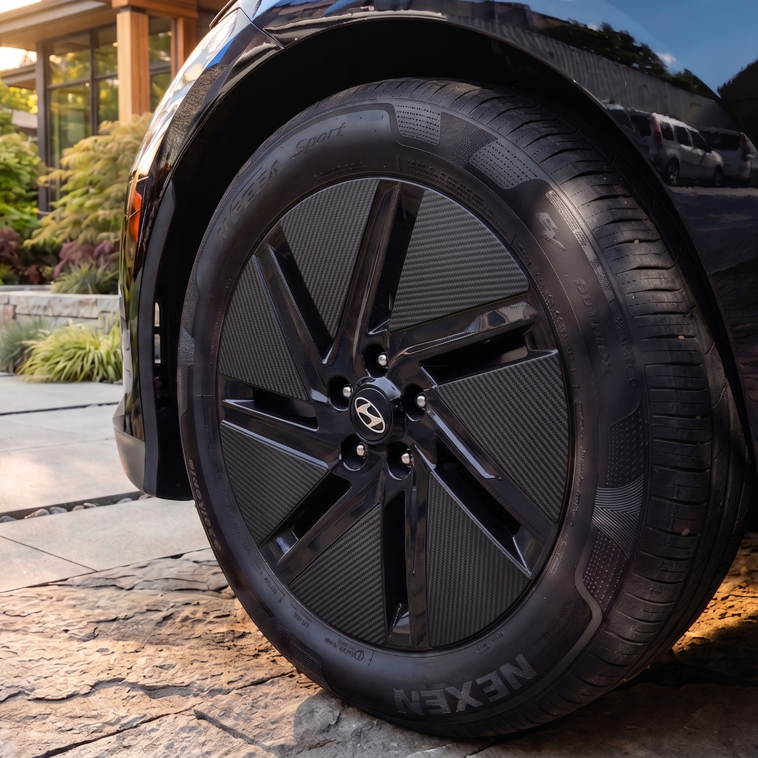 Hyundai İoniq 6 Jant Kaplama Sticker Set - 52910-KL110 - 18'' MAT KARBON SİYAH